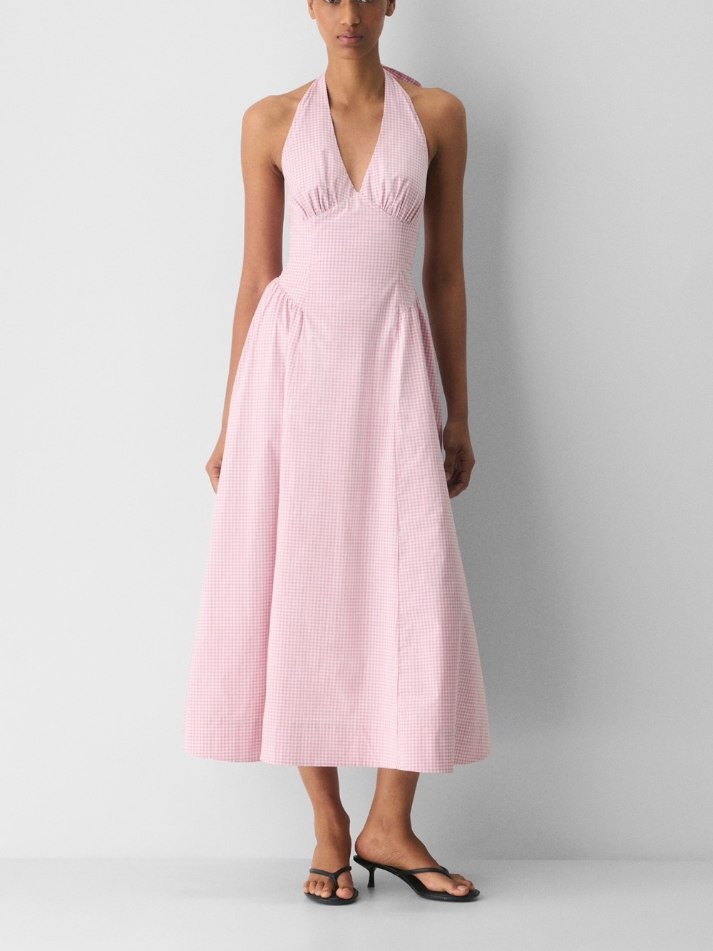 Aritzia Pink Gingham Halter Maxi Skirt